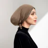 hijab nikmusulman avec strass brillants pour femme, turban artificiel astique, uni, solide, sous capuchons, premium, jersey souple, bande de sauna