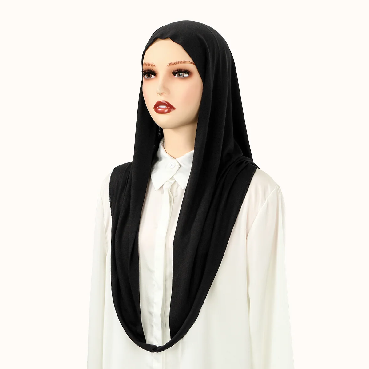 vente chaude ins maillot souple écharpe hijab instantanée pour les femmes musulmanes couleur unie prêt à porter hijab sport sous écharpe chapeaux