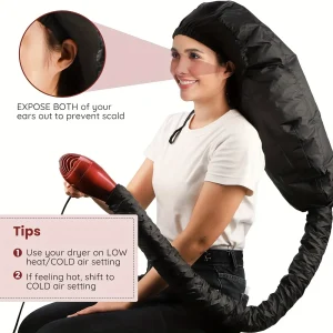 Bonnet à capuche pour sèche-cheveux, accessoire Extra Large, réglable, pour conditionnement en profondeur, bonnet chauffant pour séchage amélioré avec sangle élastique