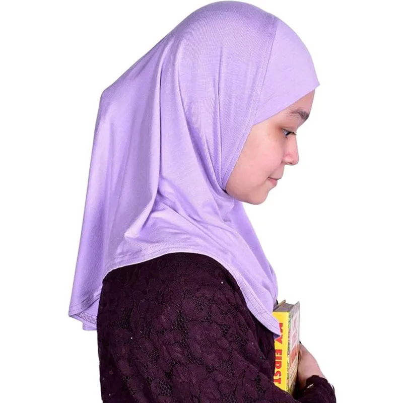 prêt à porter hijab filles enfant foulard écharpe instantanée musulman enfants écharpe chapeaux couleur unie pour (2 7 ans)
