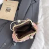 pochette rose élégante, sac à main à la mode pour fête de mariage, sac à clip de luxe avec chaîne de perles, sacs à bandoulière polyvalents à coque