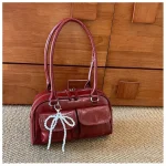 Sac de poitrine en cuir Pu pour femmes, grands sacs à main bordeaux, sacs à bandoulière Vintage pour femmes d&rsquo;affaires, fourre-tout Simple pour dames