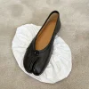 Ballerines en cuir véritable Noir chaussures plates confortables Femmes Tibi toeseparated chaussures en peau de mouton plissé Mary Janes Designer femmes
