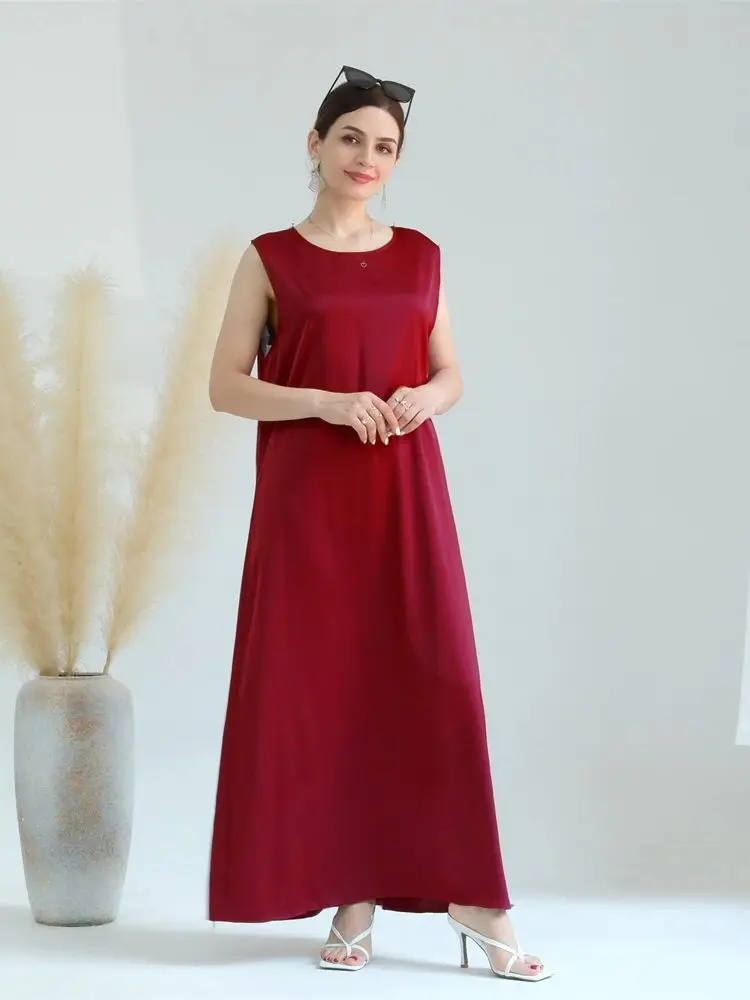 noir blanc satin soyeux miroitant sous abaya robe dubaï luxe 2024 été femmes turquie islam robe musulmane robes musulmanes