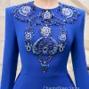 robe de soirée arabe, personnalisée, modeste, col rond, manches longues, perles, pierres, robe de soirée formelle