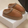 pantoufles moelleuses à plateforme pour femmes et hommes, appartements de maison, chaussures d'hiver en peluche pour dames, maison élégante, chaussures décontractées, grande taille, mode