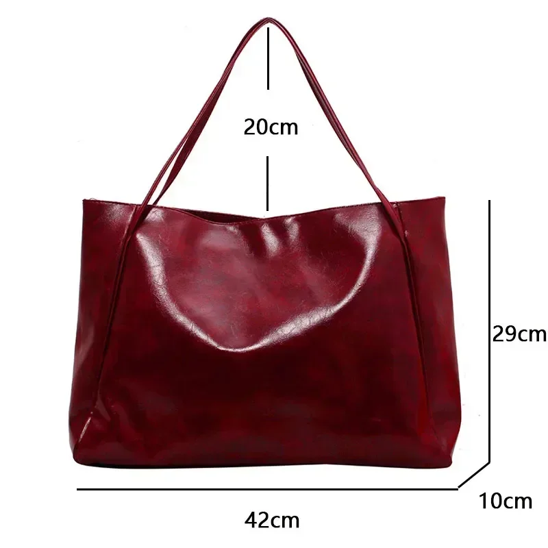 sac fourre tout en cuir pu souple pour femme, sac à bandoulière rétro, sacs de seau portables décontractés, poudres sous les bras, grande capacité, mode initiée