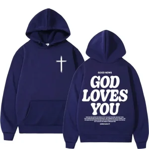 Sweat à capuche Harajuku, esthétique chrétienne, église de jésus, Bible, dieu vous aime, pulls rétro pour hommes et femmes, vêtements de rue Y2K