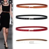 Ceinture fine en cuir véritable souple pour femmes, ceinture fine à boucle argentée