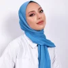 luxe respirant jersey hijab doux solide écharpe musulman foulard femme islamique long châle enveloppes femmes turban foulard