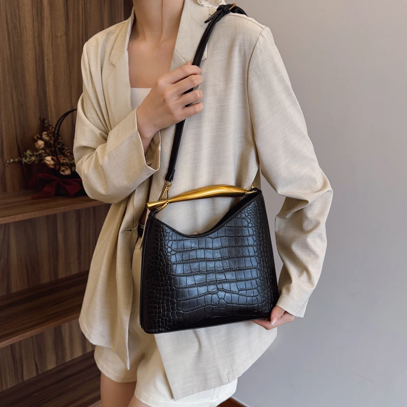 sac à main femme sac de luxe femme sacs marques luxes Sacs à main élégants à motif Crocodile pour femmes, sacs à poignée supérieure de luxe de styliste, seau à bandoulière de marque, dernière collection 2025