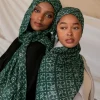 Écharpe hijab en satin de coton imprimé, nouveau design, respirant, doux, long, à la mode, Écharpe de sauna, hijabs musulmans, châle du ramadan