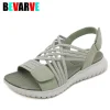 Sandales d&rsquo;été légères pour femmes, style sportif, talon optique 4cm, confortables, bande de caoutchouc, grandes sandales, nouveau