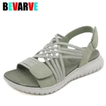 Sandales d&rsquo;été légères pour femmes, style sportif, talon optique 4cm, confortables, bande de caoutchouc, grandes sandales, nouveau