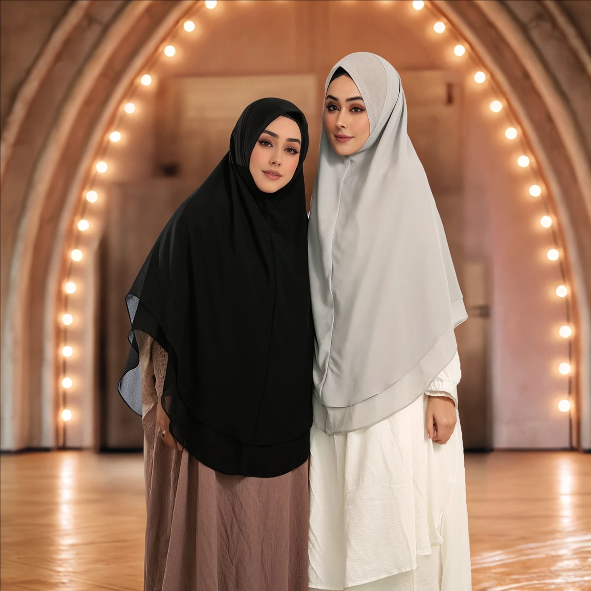 double couche en mousseline de soie instantanée hijab amira femmes couleur unie premium qualité mousseline de soie khimar couverture complète tête prêt à porter écharpe
