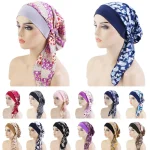 Femmes musulmanes Hijab Cancer chimio casquettes fleur impression Turban casquette perte de cheveux foulard élastique musulman Hijab écharpe chapeaux