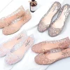 sandales confortables à semelles plates pour femmes, chaussures de plage transparentes ajourées, bouche peu profonde, respirantes, scintillantes, été
