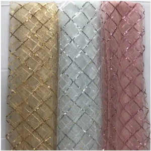 Tissu Brodé à Paillettes en Dentelle pour Femme, Robe de Mariée à la Mode, Bricolage, Maille