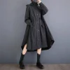 manteau irrégulier à capuche pour femmes coupe vent à la mode taille cordon tempérament ourlet polyvalent automne et hiver veste 2024