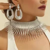 ensemble de bijoux en métal couleur or, grand couple exagéré, ras du cou, boucles d'oreilles, bijoux, cadeaux punk africains