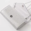 sac de soirée sac de dîner femme sac élégant luxueux brillant argent pochette longue chaîne sac à bandoulière sac à main pour cadeau de fille