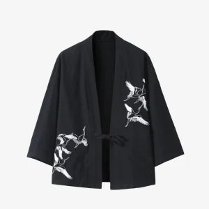 Robes Kimono de Style Japonais, Cardigan Haori à Imprimé Grue Traditionnelle, Vêtements Asiatiques, Vestes d&rsquo;Entrée de Samouraï, Streetwear Hip Hop