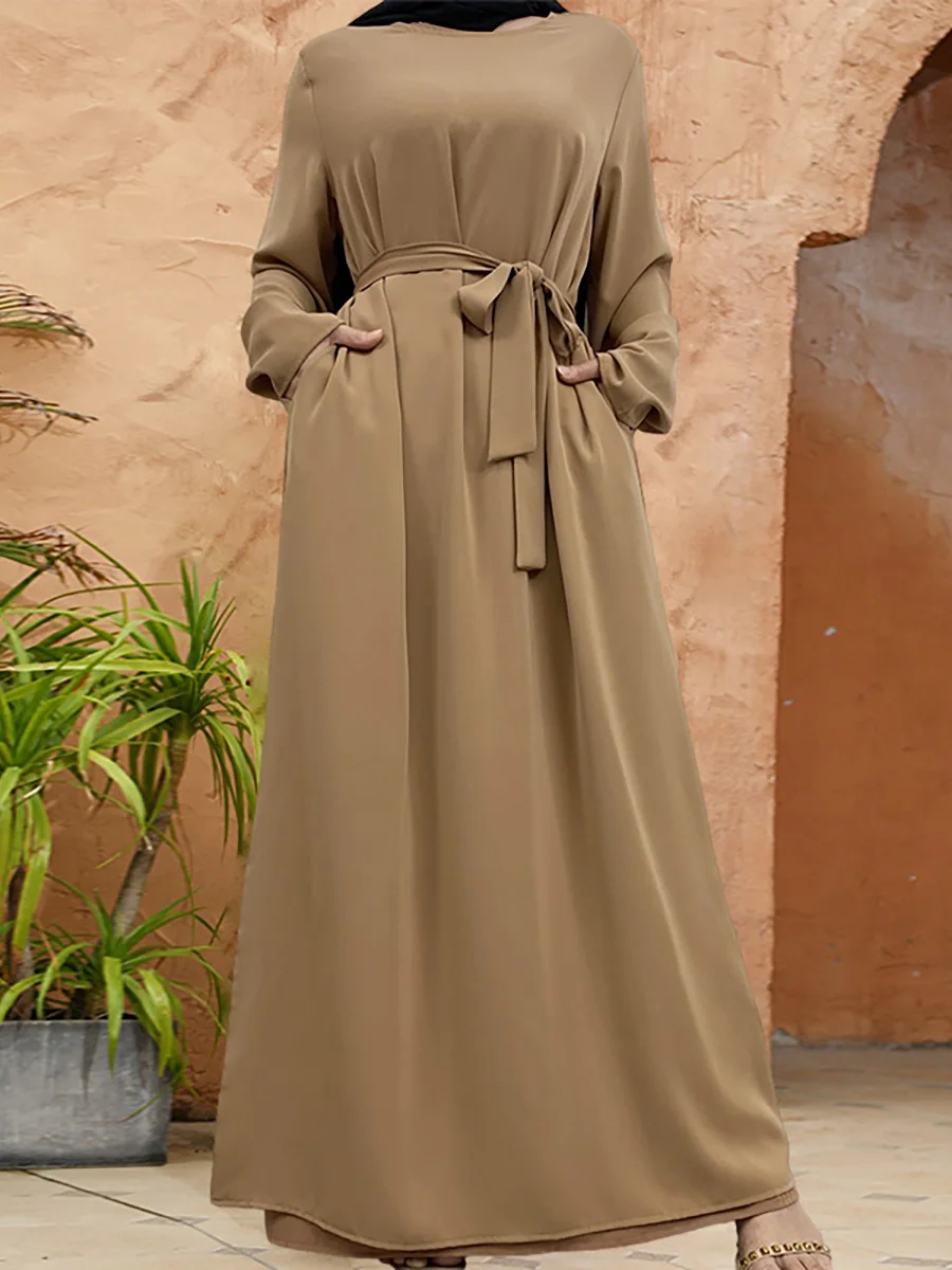 abaya robe longue musulmane avec poches pour femme, couleur unie, arabie saoudite, turquie, dubaï, nouvelle collection
