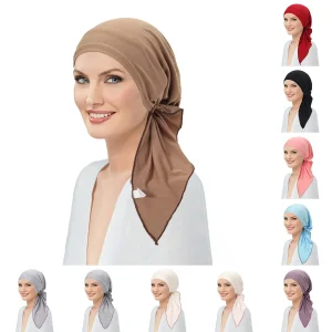 Nouveau musulman Hijab Turban femmes pré-attaché longue queue foulard enveloppement chimio casquette bonnets Bonnet foulard extensible chapeaux chapeau Mujer