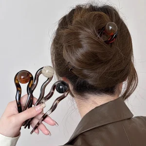 Bâtonnets de cheveux en perles, épingle à cheveux en forme de U pour femme, tête de boulette de viande, pinces à chignon, épingle à cheveux chinoise, accessoires pour cheveux de Style