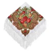 rétro bohème écharpe florale femme luxe national vent frangé foulards carrés hijab babushka tête enveloppement voyage châle mouchoir