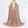 foulard hijab musulman en mousseline de soie pour femme, long, solide, document, tête ronde, voile, jersey