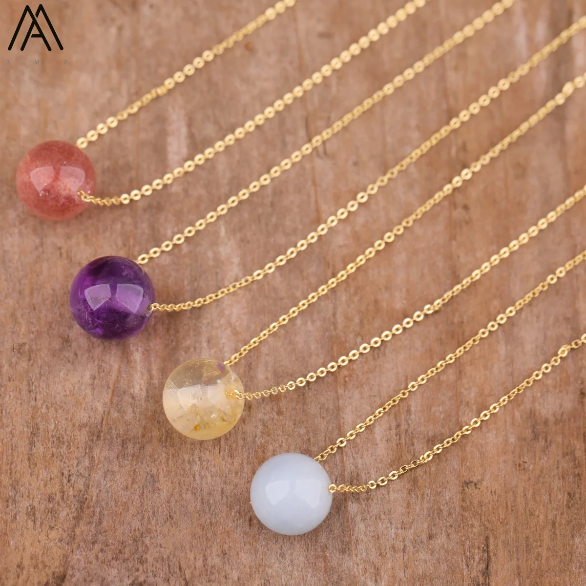 Collier pendentif sphère en cristal rose pour femme, bijoux minimalistes, collier en or, fête d'anniversaire, mode féminine