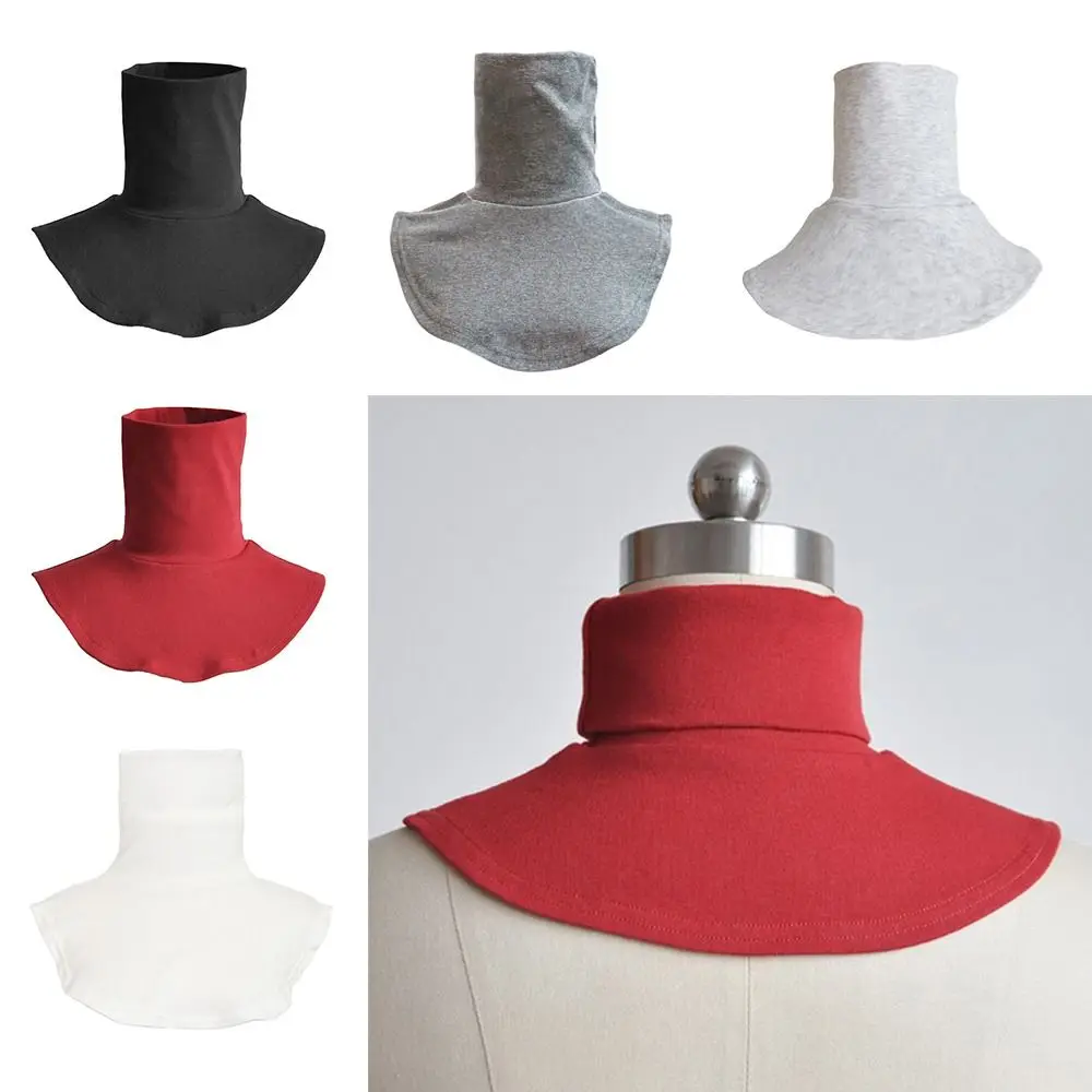 Faux col à col roulé en coton multicolore, Extensions Hijab islamique, couverture de cou de couleur unie, demi-haut, faux col de chemise