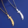 eueavan islamique imam ali zulfiqar épée pendentif collier en acier inoxydable calligraphie arabe colliers musulmans bijoux religieux