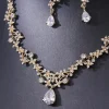 ensemble de boucles d'oreilles et collier de luxe classique, ensemble de bijoux élégants en strass scintillants, bijoux de mariage vintage, vêtements de mariée