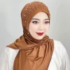 châle enveloppement cou perlé musulman hijab couverture complète élastique turc tête enveloppement écharpe doux voile turban casquette filles