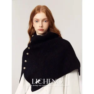 Écharpe Cape rétro à la mode pour femmes, Protection du cou et des épaules, châle chaud tricoté, automne et hiver