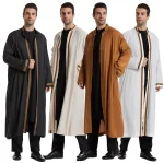 Abaya musulmane à manches longues pour hommes, vêtements islamiques, Abaya à col montant, Robe arabe, Robe musulmane, Jubba saoudien, Thobe, Ramadan, Kimono, Caftan de Dubaï