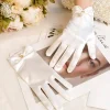 Gants Élégants en Satin avec Perles pour Femme, Accessoires de Banquet de Mariage, Courts, pour la Conduite, Blanc et Noir, pour Patients