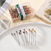 Aiguilles à tête de perle ronde en acier inoxydable, 100 pièces/boîte, épingles à coudre droites pour la couture, bricolage, outil de couture, positionnement