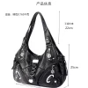 femmes sacs à main noirs mode sac à bandoulière grand fourre tout en cuir lavé sac à provisions multifonctionnel sacoche dame hobos grand sac à main