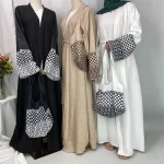 Dubaï élégant caftan Robe modeste Abayas musulman ouvert Abaya et sac femmes Islam Caftan Marocain Robe Arabe Femme Musulmane