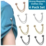 Paquet de 4/2 clips magnétiques pour vêtements – Solution instantanée pour la couture des vêtements | Ajusteur sécurisé de l&rsquo;ourlet de chemise, support pour hanab et écharpe avec chaîne