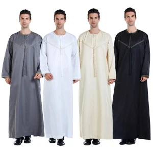 Hommes musulmans Abaya Robes arabe moyen-orient Jubba Thobe Islam vêtements caftan robe caftan saoudien