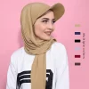 nouveau casquette de baseball hijab solide en mousseline de soie châle casquette femmes musulmanes écharpe instantanée