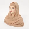 2 pièces/ensemble hijab en mousseline de soie avec sous capuchon couleur unie musulman hijab châle élastique intérieur islam turban mode bandeau bonnet 2 pièces