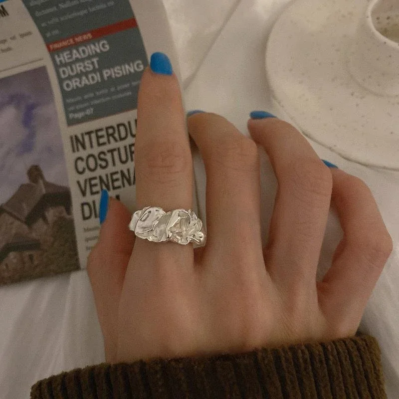 Bague couleur argent pour femmes, mode créative irrégulière en métal géométrique ouvert, tempérament de fête, bijoux Vintage, cadeau pour filles
