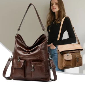 Sac fourre-tout en cuir Pu souple pour femmes, pochette sous les bras de grande capacité, sac à bandoulière rétro décontracté, sacs seau portables