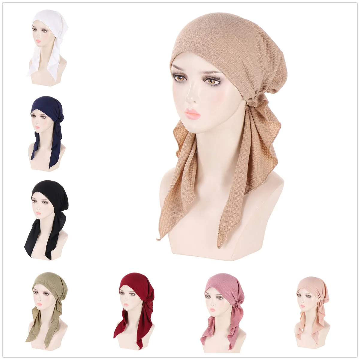 Mode musulmane Hijab Turban chapeaux couleur unie longue queue bandeau élastique Pirate chapeaux respirant chimio casquette pour femmes filles Mode musulmane Hijab Turban chapeaux couleur unie longue queue bandeau élastique Pirate chapeaux respirant chimio casquette pour femmes filles