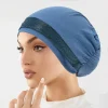 Écharpe hijab musulmane pour femmes, accessoires pour cheveux, chapeau en tissu doux et élastique, couvre tête large, bonnet de sommeil pour filles, nouvelle collection 2025